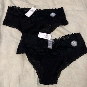 Aerie BUNDLE of two Black lace cheeky underwear size s NWT